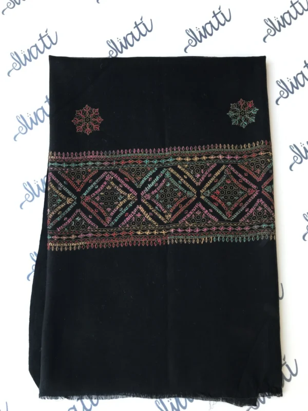 Full Border Black Pashmina Shawl for Women soft and attractive