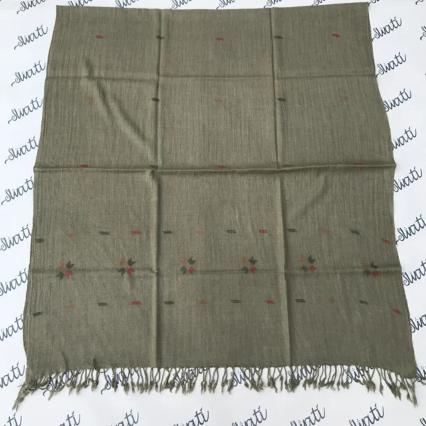 Khadai Embroided Women Woolen Shawl Dark Elachi Color