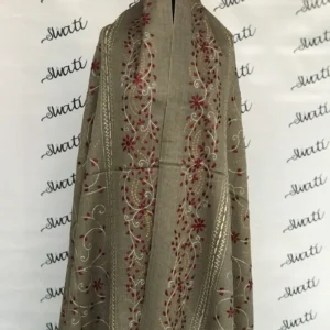 Swati Shawl for women dark attractive woolen shawl with hand embroidery
