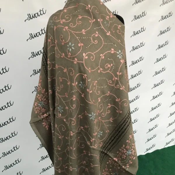 Women Woolen Attractive hand embroidered Shawl with Taar Kashi Design