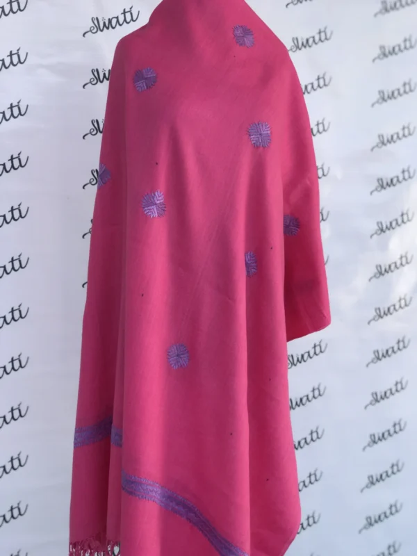Woolen hand embroidery pink color swati embroidery women shawl