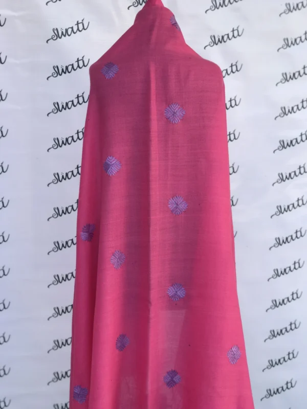 Woolen hand embroidery pink color swati embroidery women shawl