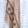 Attractive machine embroided shawl brown color