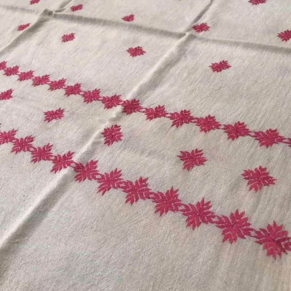 Attractive maroon hand embroidery woolen shawl