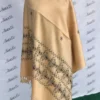 Dark cream color attractive machine embroided shawl
