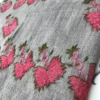 Swati hand embroided gray shawl with attractive pink and green embroidery woolen shawl