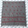 Swati hand embroided gray shawl with attractive pink and green embroidery woolen shawl