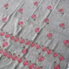 Swati hand embroided gray shawl with attractive pink and green embroidery woolen shawl