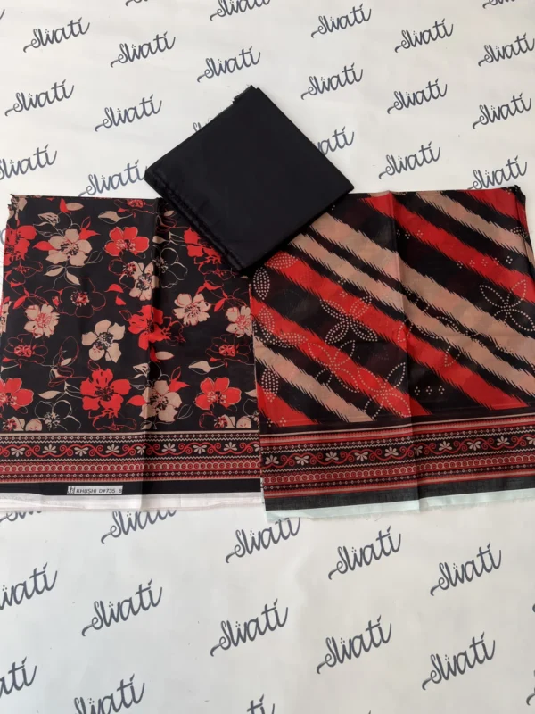 3 Piece Printed Lawn with attractive Black and Orange Design