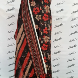 3 Piece Printed Lawn with attractive Black and Orange Design
