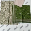 3 Piece Printed Summer Lawn unstitched dress with green and light color