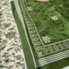 3 Piece Printed Summer Lawn unstitched dress with green and light color