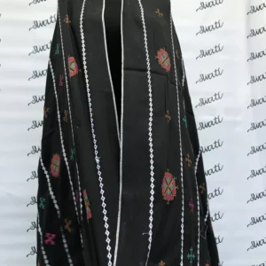 Black Swiss Lawn Summer Shawl for Women with Machine Embroidery