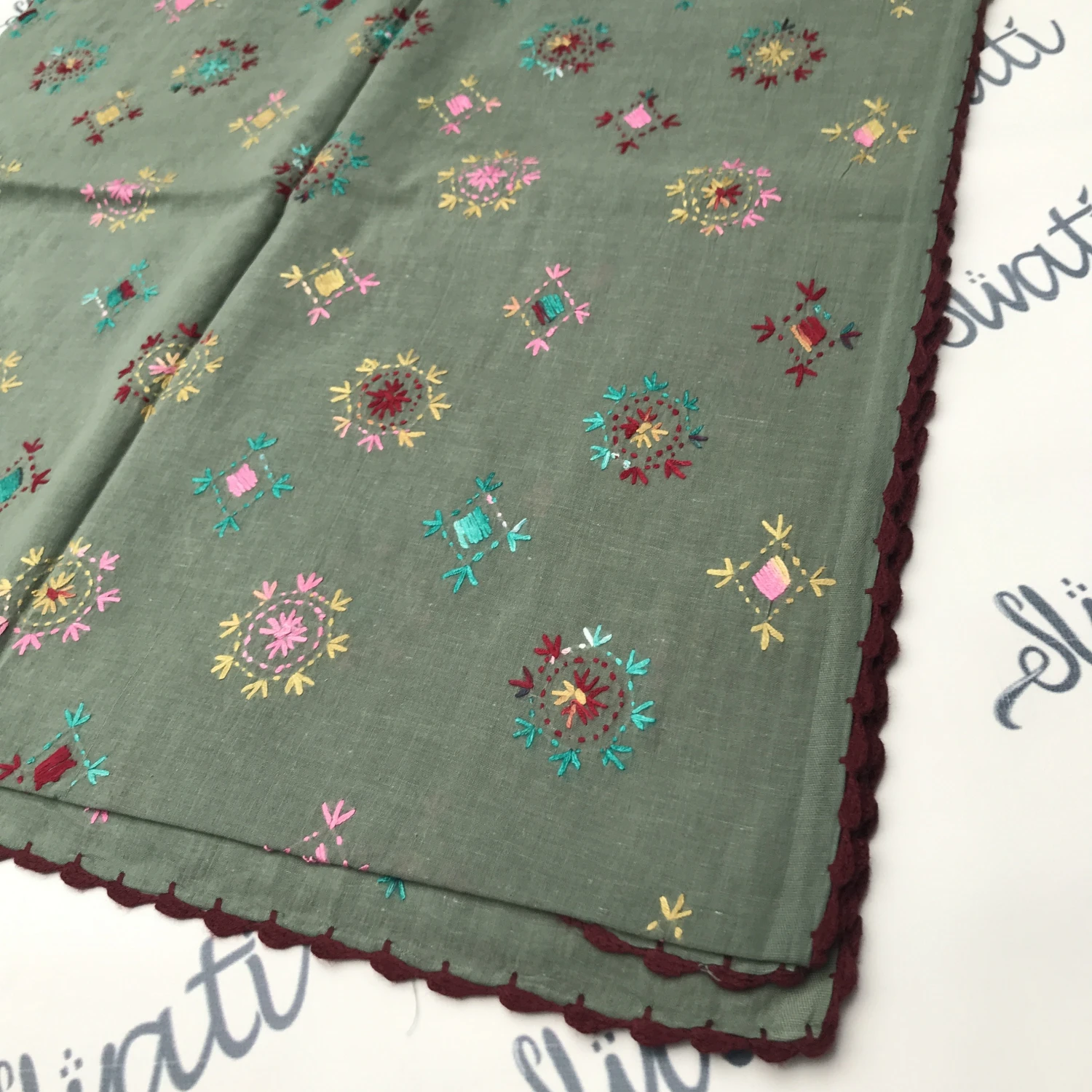 Summer Lawn Duppata with hand embroidery