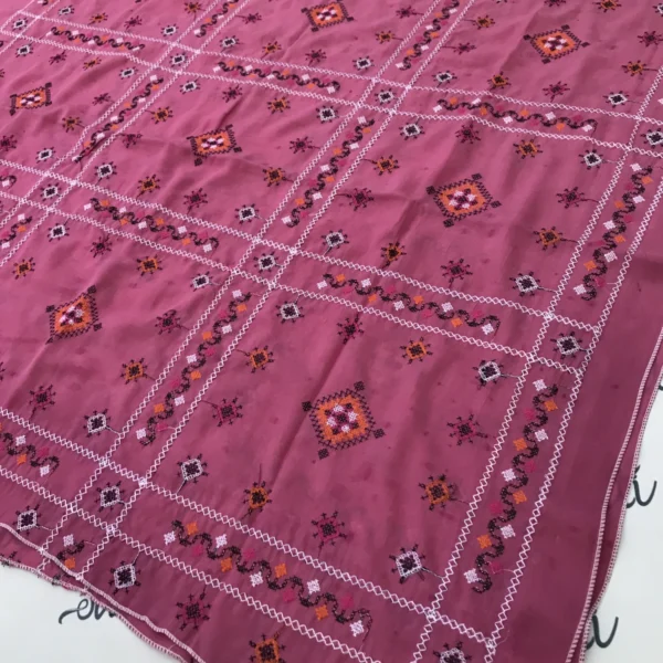 Swiss Lawn Women Shawl for Summer Pink Color with Attractive Machine Embroidery