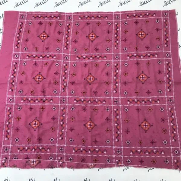 Swiss Lawn Women Shawl for Summer Pink Color with Attractive Machine Embroidery