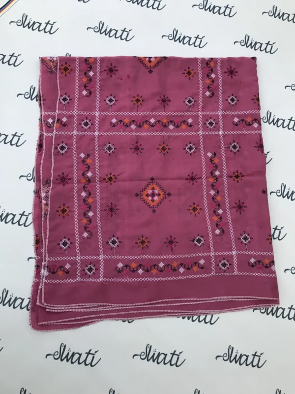 Swiss Lawn Women Shawl for Summer Pink Color with Attractive Machine Embroidery