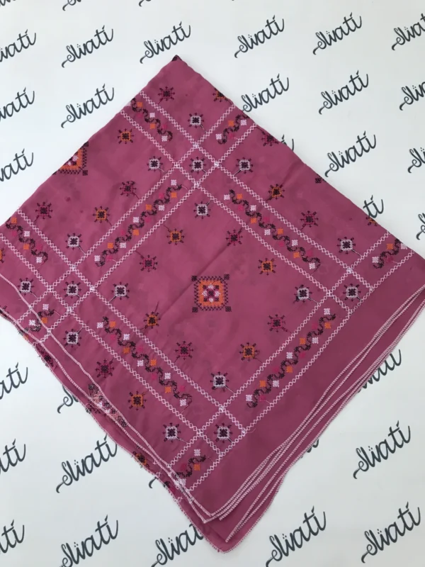 Swiss Lawn Women Shawl for Summer Pink Color with Attractive Machine Embroidery