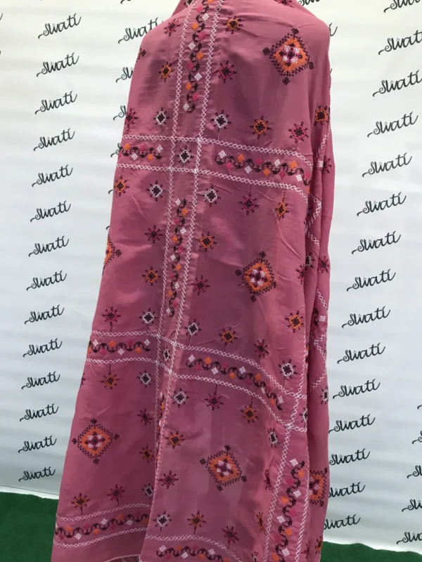 Swiss Lawn Women Shawl for Summer Pink Color with Attractive Machine Embroidery