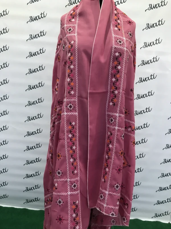 Swiss Lawn Women Shawl for Summer Pink Color with Attractive Machine Embroidery