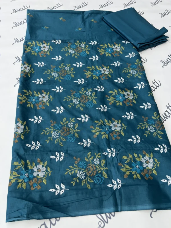 Women Summer Lawn 2 piece with attractive Blue Dianne color and high contrast embroidery