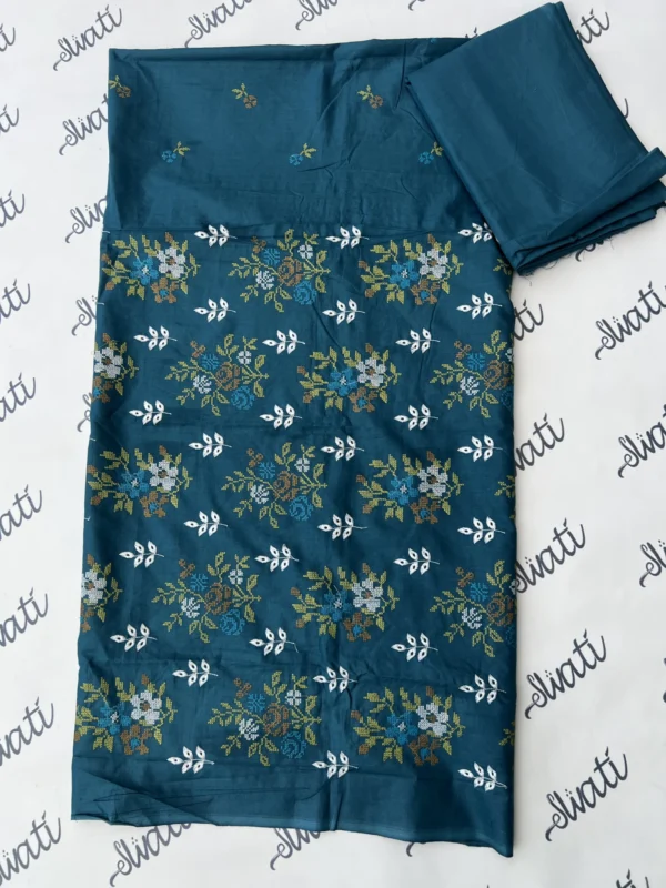 Women Summer Lawn 2 piece with attractive Blue Dianne color and high contrast embroidery