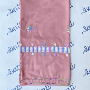 Swati Pink Color Summer Shawl with Colorful Hand-embroidery