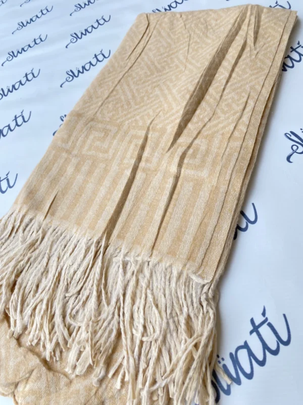 Attractive Design Cream Color Winter Swati Shawl