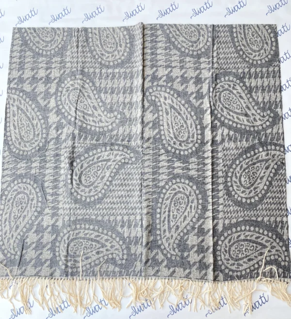 Attractive Dark Design Cream Color Winter Swati Shawl