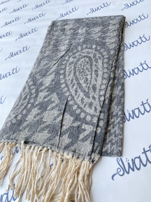 Attractive Dark Design Cream Color Winter Swati Shawl
