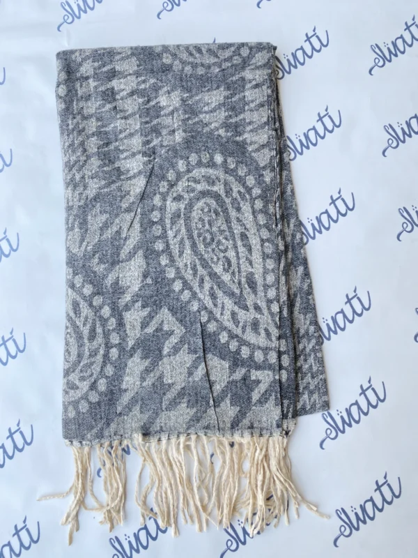 Attractive Dark Design Cream Color Winter Swati Shawl