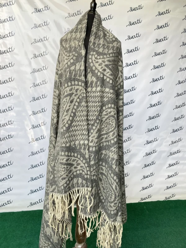 Attractive Dark Design Cream Color Winter Swati Shawl