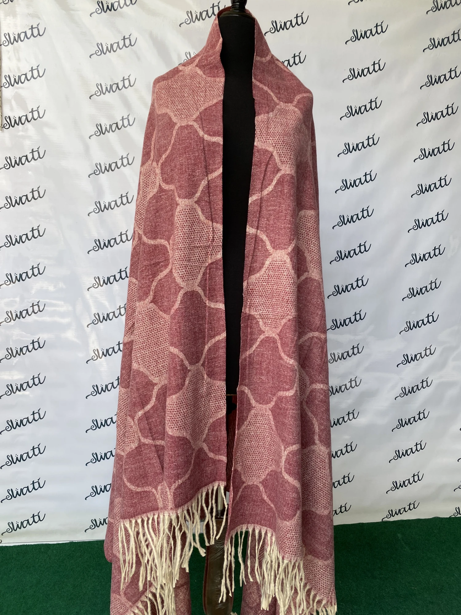 Attractive Red Color Woolen Winter Swati Shawl