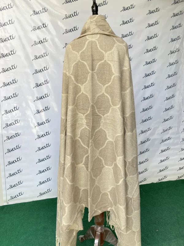 Attractive Design Cream Color Woolen Swati Winter Shawl