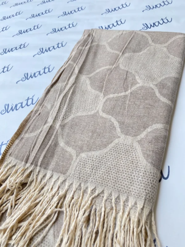 Attractive Design Cream Color Woolen Swati Winter Shawl