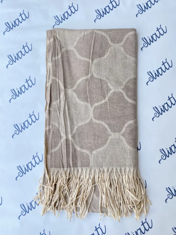 Attractive Design Cream Color Woolen Swati Winter Shawl
