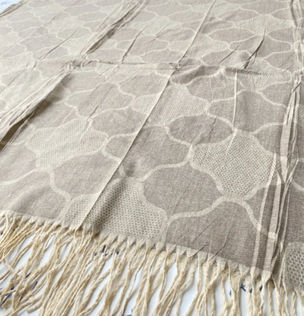 Attractive Design Cream Color Woolen Swati Winter Shawl