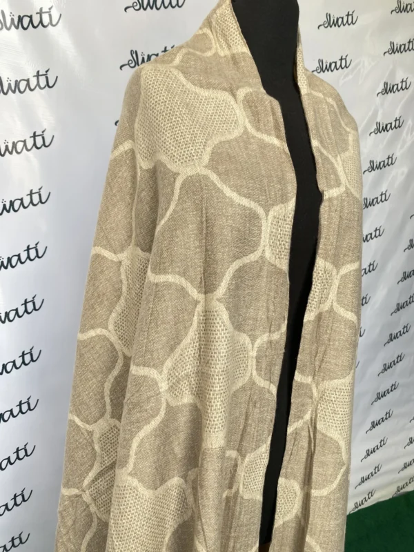 Attractive Design Cream Color Woolen Swati Winter Shawl