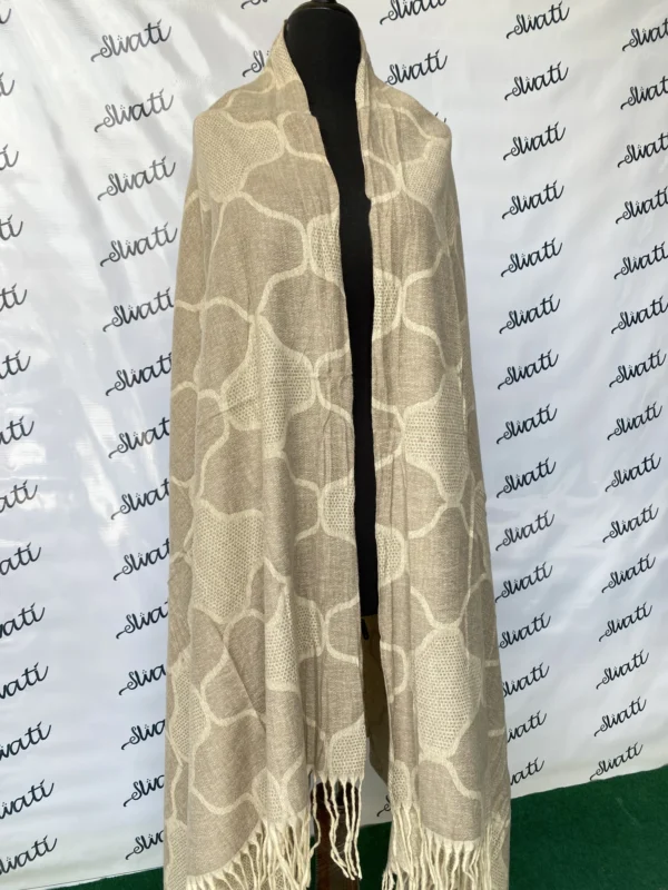 Attractive Design Cream Color Woolen Swati Winter Shawl