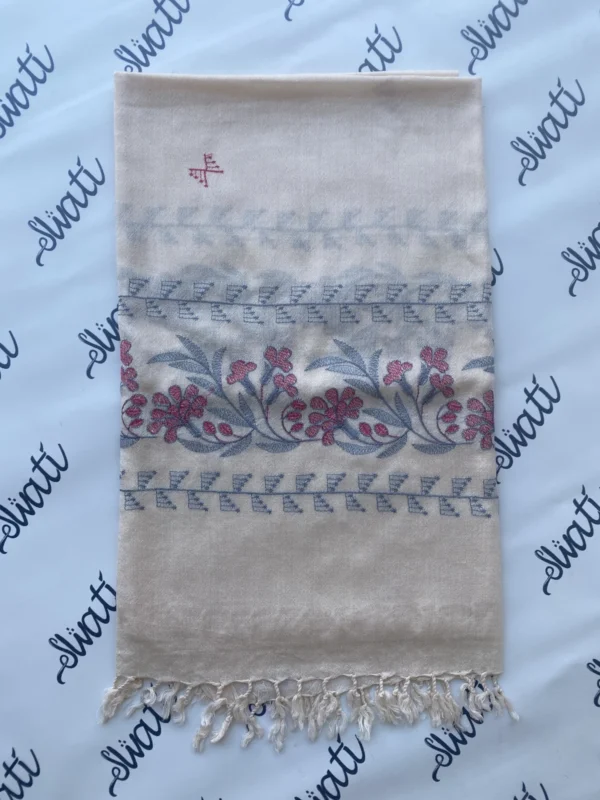 Attractive Machine-embroidery Cream Color Shawl