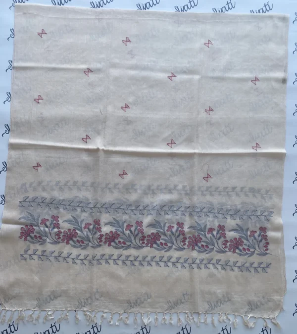 Attractive Machine-embroidery Cream Color Shawl
