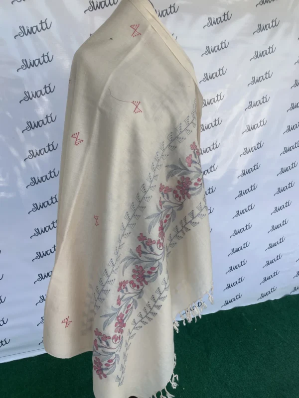 Attractive Machine-embroidery Cream Color Shawl