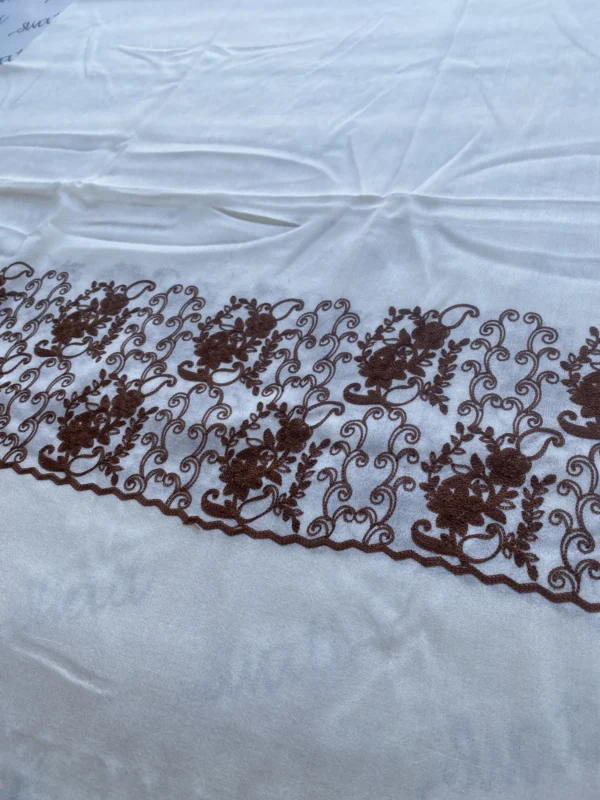 Attractive Swati Woolen Machine-embroidery Off-white Shawl