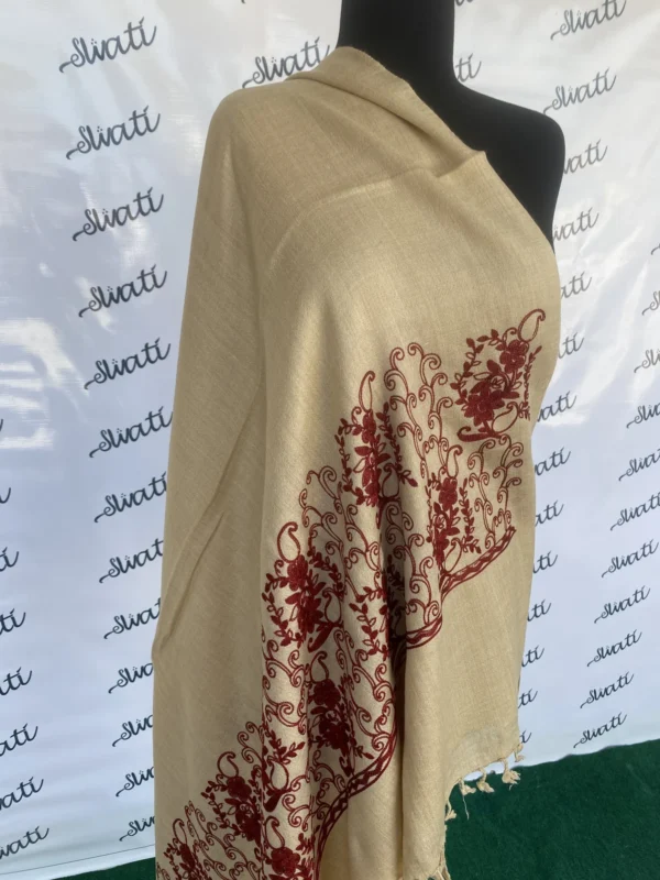 Attractive Camel Color Woolen Swati Shawl