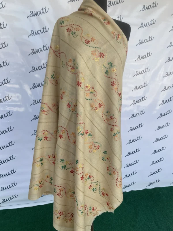 Attractive Multi-color Hand-embroidery Woolen Shawl