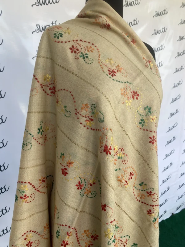 Attractive Multi-color Hand-embroidery Woolen Shawl