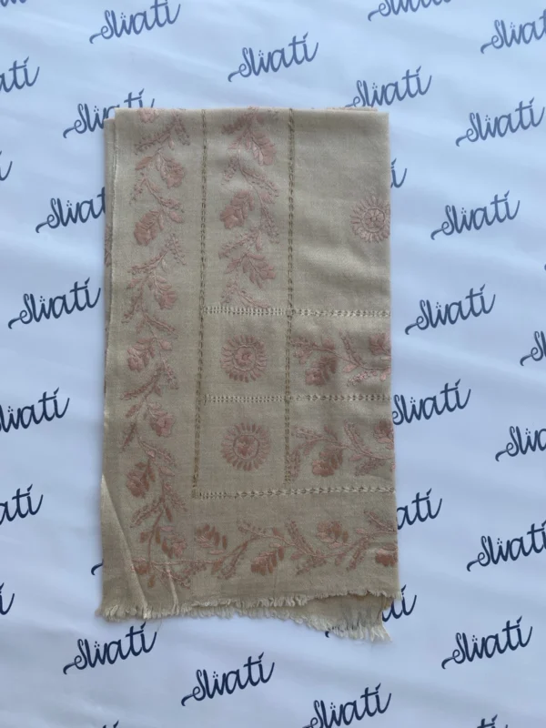 Attractive Hand-embroidered Taar Kashi Woolen Swati Shawl