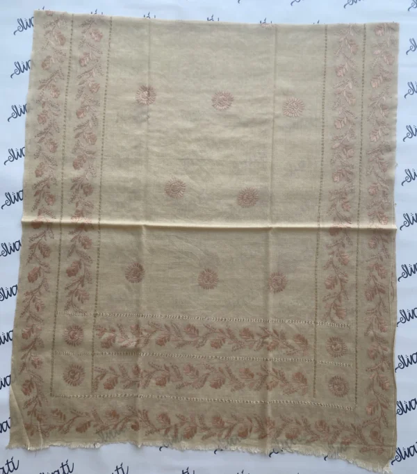 Attractive Hand-embroidered Taar Kashi Woolen Swati Shawl
