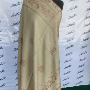 Attractive Hand-embroidered Taar Kashi Woolen Swati Shawl