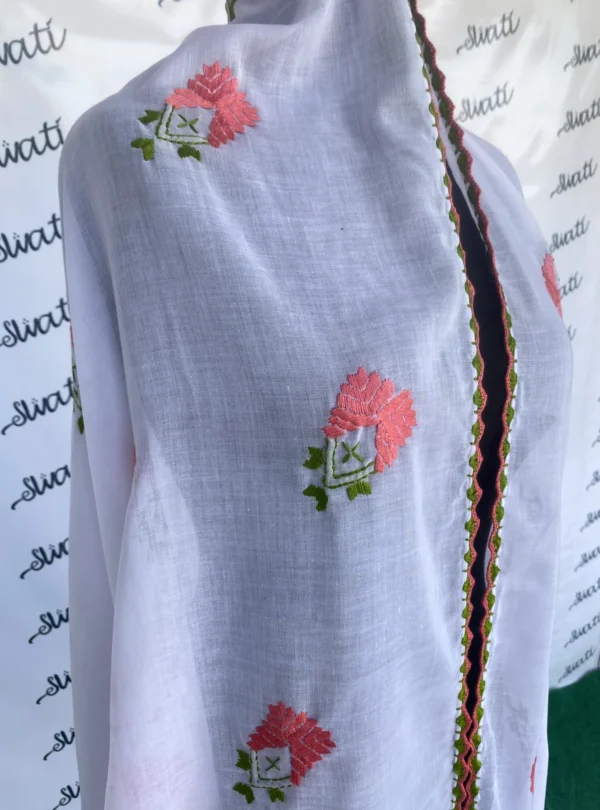 Attractive Swati Summer Shawl with Floral Hand-embroidery